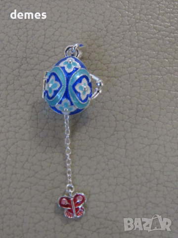 Фино дамско колие с висулка- Яйце Фаберже, ново, снимка 2 - Колиета, медальони, синджири - 53089351