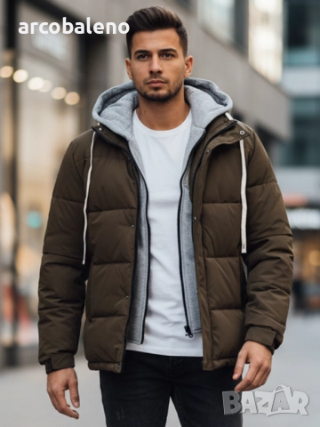Мъжко зимно ватирано яке с качулка, 4цвята , снимка 8 - Якета - 52478204