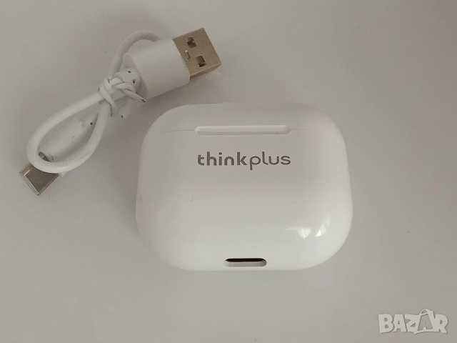 LENOVO Безжични слушалки тапи бели с кейс и кабел Lenovo thinkplus , снимка 5 - Bluetooth слушалки - 54074759