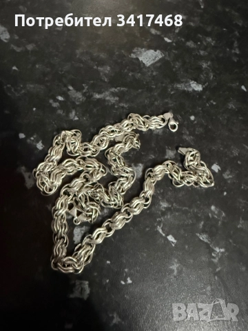 Сребърен ланец и гривна , снимка 3 - Бижутерийни комплекти - 52860045