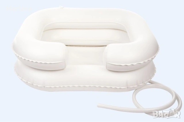 Надуваем басейн за измиване на косата на лежащо болен