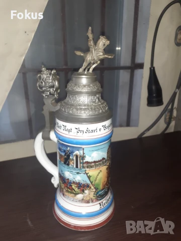 Голяма стара немска халба 0,5 л. военна тематика, снимка 4 - Антикварни и старинни предмети - 50866977