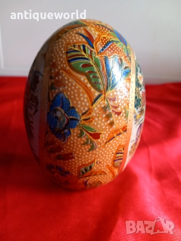 SATSUMA Старо Рисувано Порцеланово ЯЙЦЕ, снимка 2 - Антикварни и старинни предмети - 51698321