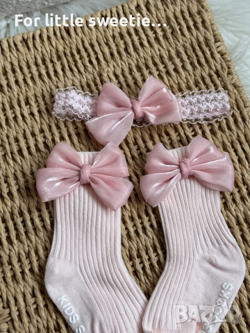 Красив сет от чорапи и лента за глава 🎀  , снимка 2 - Бебешки чорапи - 53812020
