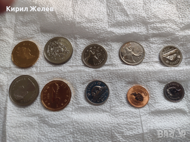 Лот монети 10 броя Канадски долари, центове непипани мат гланц перфектно състояние 42643, снимка 1 - Нумизматика и бонистика - 45020965