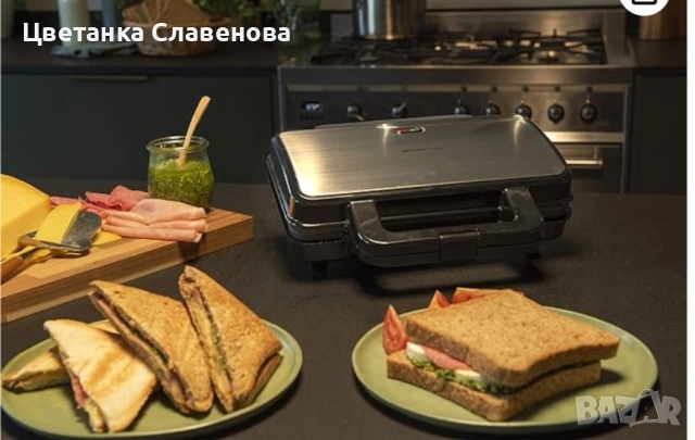  Тостер за сандвичи EMERIO ST-109562  Неръждаема стомана,900W, снимка 3 - Тостери - 52414205