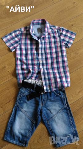 ZARA и DETROIT детски къси дънки, тениска и ризка, снимка 12 - Детски къси панталони - 45436398