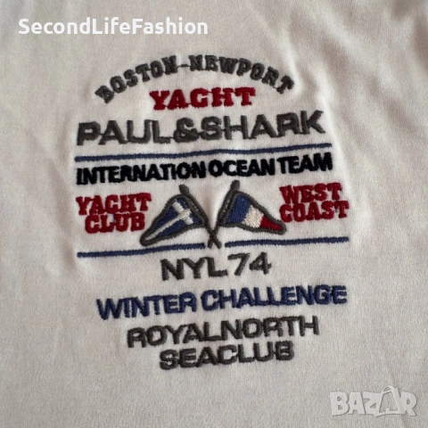 Поло тениска Paul & Shark Yachting Newport Boston мъжка размер L KNS F-24 бяла, снимка 4 - Тениски - 54128657