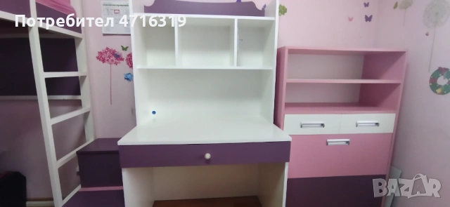 Бюро, ракла с две чекмеджета и етажерка, легло горно ниво