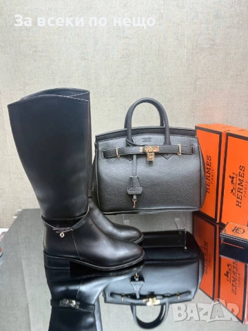 Hermes Дамски Черни Зимни Ботуши Хермес Код SK449, снимка 2 - Дамски ботуши - 53027762