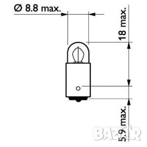Автомобилна Крушка PHILIPS 12V,3W BA9S T8,5x21,5 №12910CP, снимка 2 - Аксесоари и консумативи - 51105260