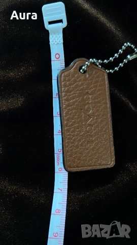 Authentic Coach Leather Hangtag Bag Charm Brown Pebbled Leather, снимка 6 - Чанти - 52554860