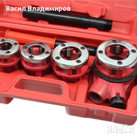 КОМПЛЕКТ ВИНТОРЕЗКА С 4 ГЛАВИ – 1/2″, 3/4″, 1″, 11/4″ HAWEK, снимка 2 - Куфари с инструменти - 51216920