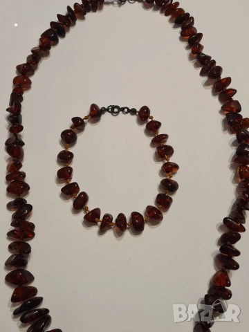 Продавам уникален комплект от естествен балтийски кехлибар – колие и гривна, снимка 3 - Колиета, медальони, синджири - 53077820