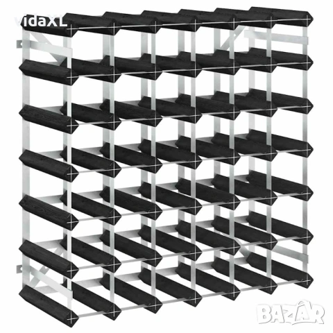 vidaXL Стойка за вино за 42 бутилки, черна, масивна борова дървесина(SKU:325915)