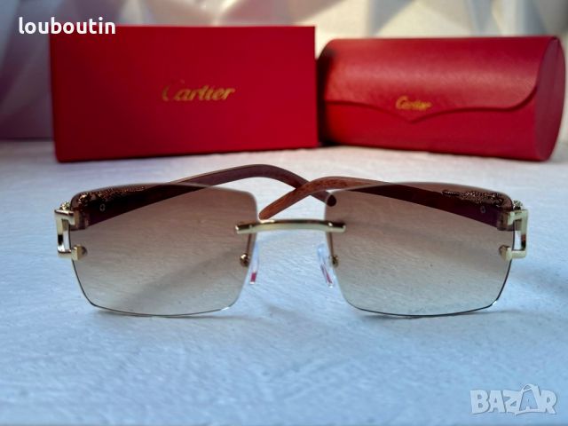 Cartier висок клас слънчеви очила Мъжки Дамски слънчеви с дървени дръжки, снимка 9 - Слънчеви и диоптрични очила - 45505174