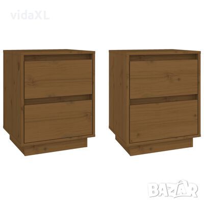 vidaXL Нощни шкафчета, 2 бр, меденокафяви, 40x35x50 см, бор масив（SKU:813322