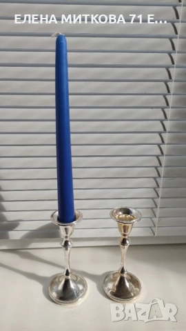 Двойка елегантни посребрени свещници, снимка 2 - Декорация за дома - 53396848