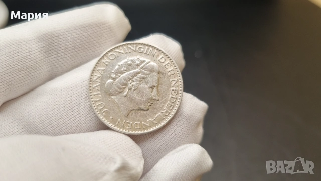 сребърна монета 1 Gulden 1956 г., снимка 2 - Нумизматика и бонистика - 53780037