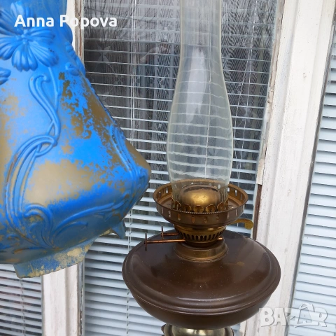 Английска газова лампа, снимка 3 - Антикварни и старинни предмети - 53867738