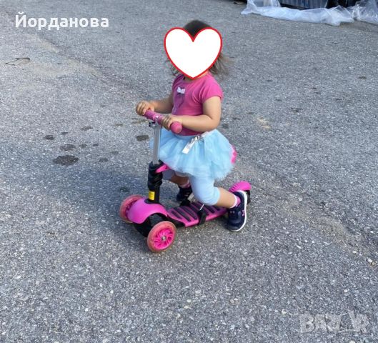 ScooTer, Тротинетка със седалка, 3 в 1 розова, снимка 2 - Детски велосипеди, триколки и коли - 45092594