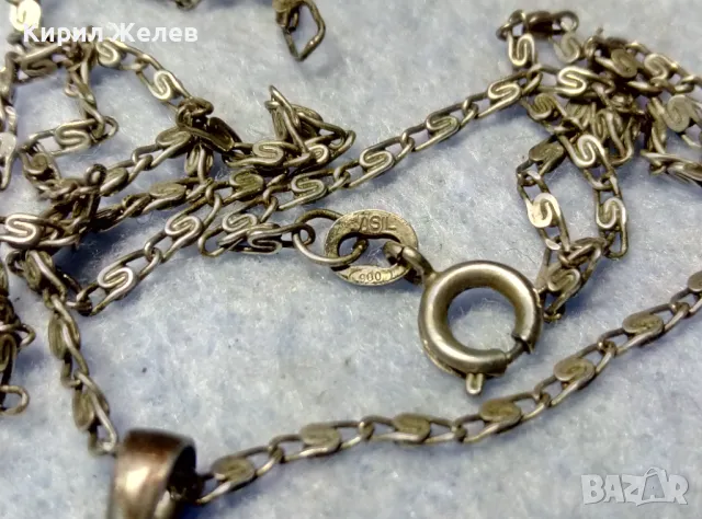 НЕЖЕН СРЕБЪРЕН ПЕНДАНТ с КУБИЧЕН ЦИРКОН ФИАНИТ и СТАРИННА СРЕБЪРНА ВЕРИЖКА СРЕБРО 900 ALIS 39960, снимка 3 - Колиета, медальони, синджири - 50056707