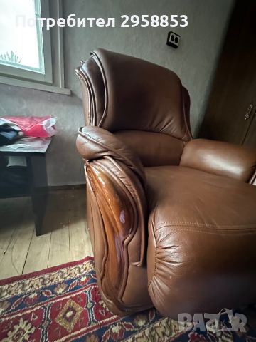 Диван и фотьойл от естествена кожа , снимка 3 - Дивани и мека мебел - 45809035