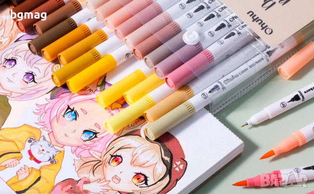 Ohuhu Maui Skin Tone Series маркери с два писеца тип четка и тънък писец, 36 цвята в телесни тонове, снимка 3 - Ученически пособия, канцеларски материали - 52183393