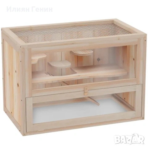 Дървена клетка за хамстери PawHut, 2 нива, 60 x 35 x 42 см