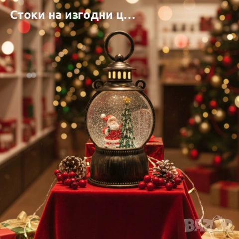 Голям LED коледен фенер с ефект на падащ сняг – приказна светлина и празнична магия, снимка 3 - Декорация за дома - 52425189