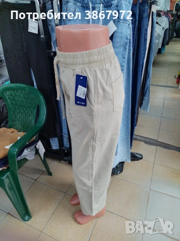 Дамски Дънки прави крачоли с ластик и връзка на талията, снимка 3 - Дънки - 53892971