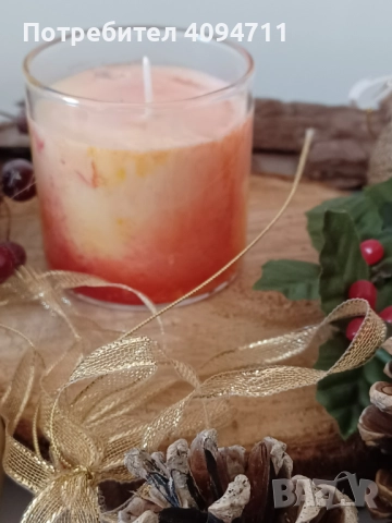 Декоративна свещ със соев восък и аромат на цветя, снимка 4 - Декорация за дома - 52402978