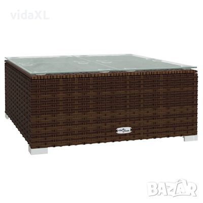 vidaXL Градинска маса за кафе, кафява, 60x60x30 cм, полиратан и стъкло（SKU:317502, снимка 1 - Градински мебели, декорация  - 46310373