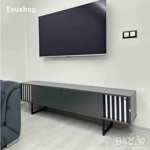 Blackline ТВ Шкаф с Метални Крака - Антрацит, снимка 6 - Шкафове - 50424349