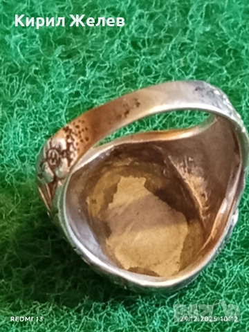 Старинен сребърен пръстен с монограм орнаментиран майсторска изработка 51831, снимка 5 - Пръстени - 52925476