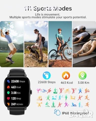 Нов Мъжки Часовник Smart Bluetooth, HD Тъчскрийн, Съвместимост iOS/Android, снимка 5 - Смарт гривни - 45367289