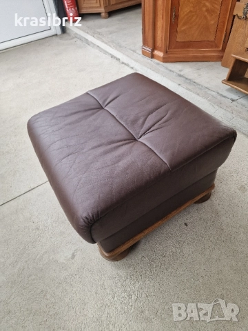 Табуретка Масив-Естествена Кожа-внос от Германия!, снимка 3 - Дивани и мека мебел - 52492770
