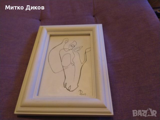 Картина рамка дървена стъкло стил Пабло Пикасо подписана от AD-2019г 195х145 и вътрешен 140х90 , снимка 2 - Декорация за дома - 45624502