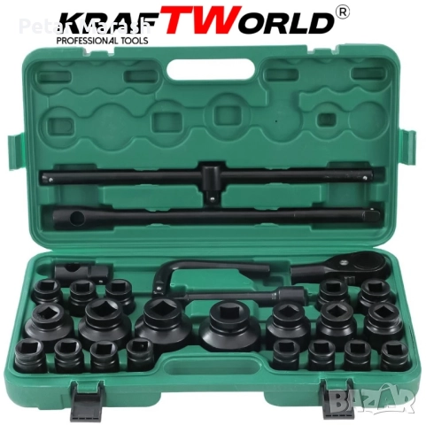 Камионджийско гедоре 26 части KraftWorld – 3/4″ & 1″, ударни вложки 21–65 мм