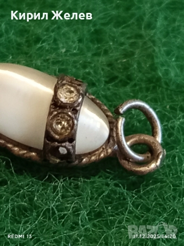 ВИНТИДЖ СТИЛ СРЕБЪРЕН МЕДАЛЬОН с ЛУНЕН КАМЪК МАЙСТОРСКА ИЗРАБОТКА 51137, снимка 3 - Колиета, медальони, синджири - 52737928