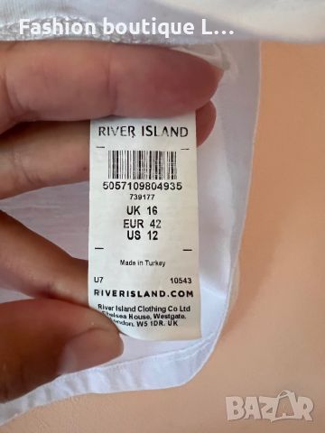 River Island Бял потник с щампа и диаманти 100% памук 42 размер 🤍, снимка 5 - Потници - 45420616