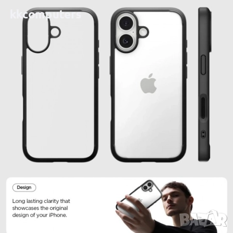 Оригинален кейс Spigen Ultra Hybrid, За iPhone 17 (6.3), Черен и Протектор, снимка 5 - Резервни части за телефони - 51922768