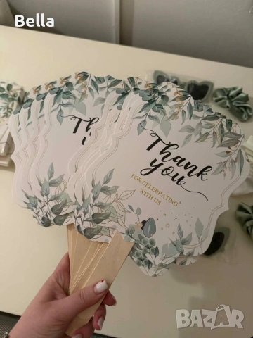 сватбена украса за маса,обувки, кутии ,ветрила, снимка 8 - Сватбени аксесоари - 53907941