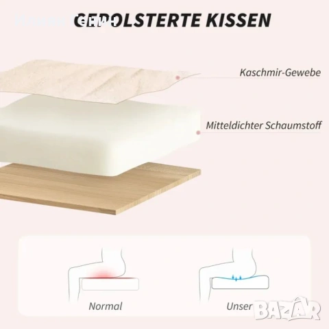 Офис стол HOMCOM, тапициран стол за бюро, функция накланяне, снимка 6 - Столове - 53449037