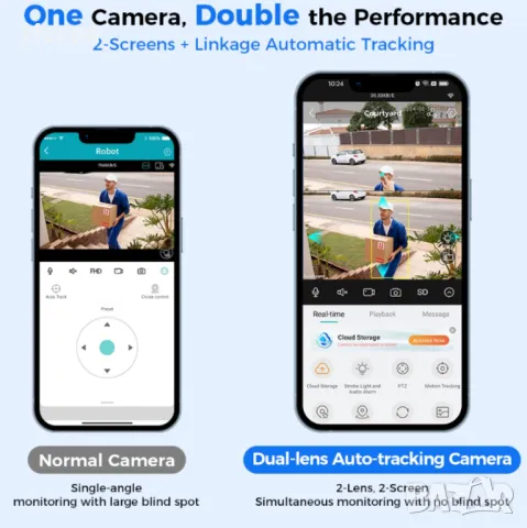 Външна 8MP WiFi Безжична Камера 4K,Автоматично проследяване,iCsee APP, снимка 6 - Камери - 46923237