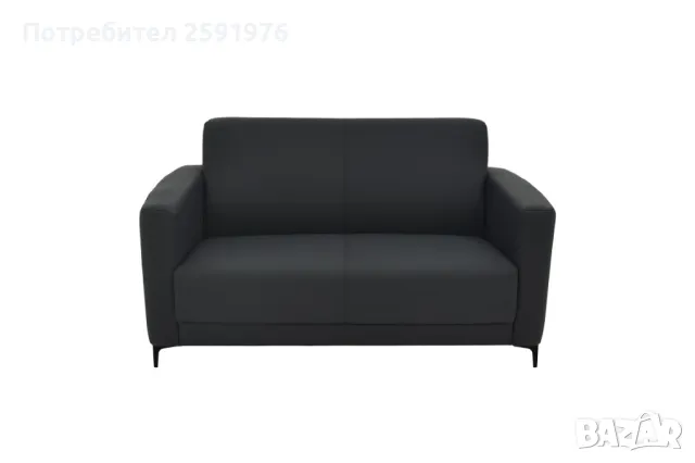 Двуместен диван Puzzle-home Sidica, PU кожа, Черен, 135x78x83см, снимка 1