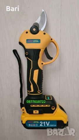 Акумулаторна безчеткова лозарска ножица WERSTIL 21V 5AH, снимка 5 - Градинска техника - 51783834