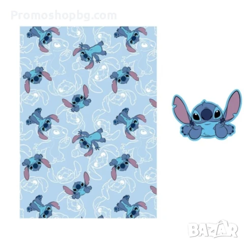 Плюшено одеало Стич, Lilo and Stitch 100х140 см + Възглавница Стич