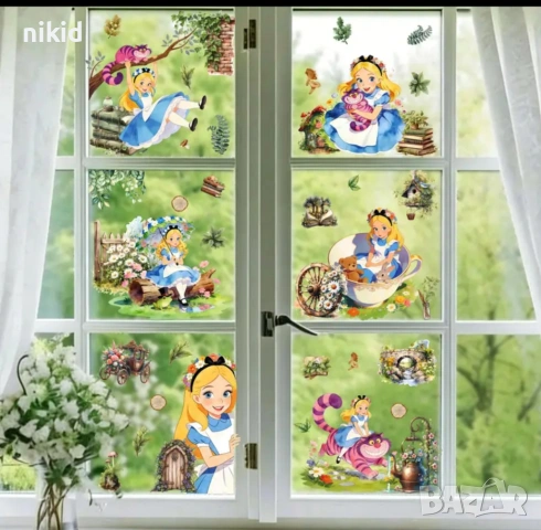 Алиса в страната на чудесата самозалепващ стикер лепенка стена мебел прозорец детска стая детски , снимка 4 - Други - 53740952