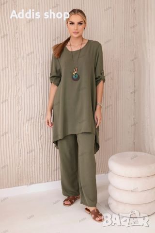 Дамски комплект блуза + панталон с висулка, 3цвята , снимка 2 - Комплекти - 45672376